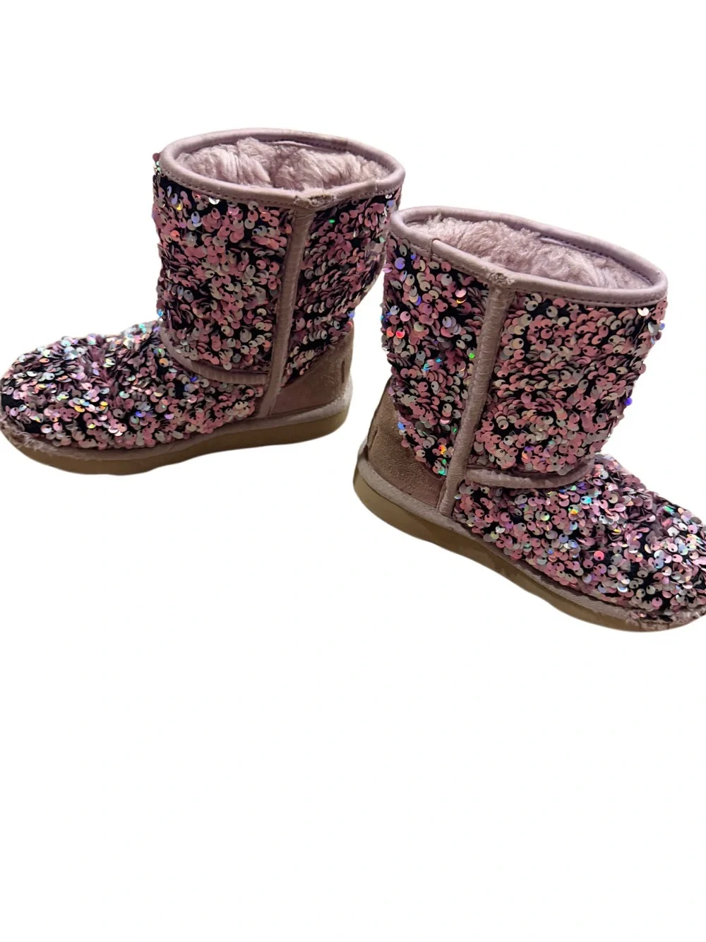 UGG Classic II Stellar Sequin Lilac Frost Boots Girls Size 13